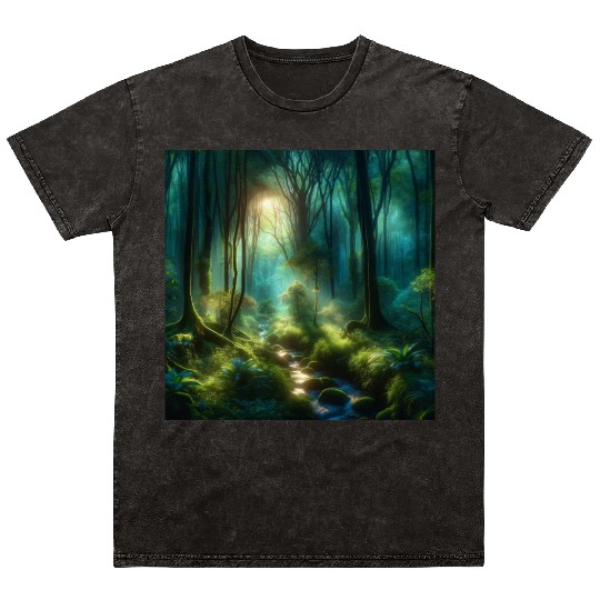 Twilight Enchantment A Mystical Forest Scene Mineral Wash T Shirts