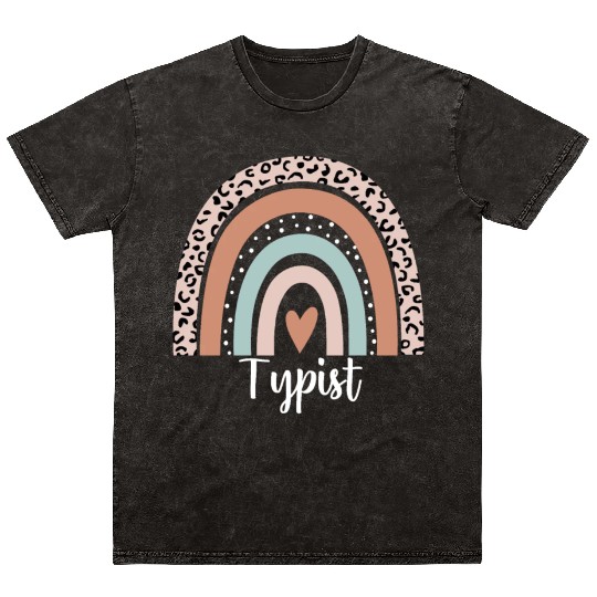 Typist Rainbow Leopard Funny Typist Appreciation Mineral Wash T Shirts