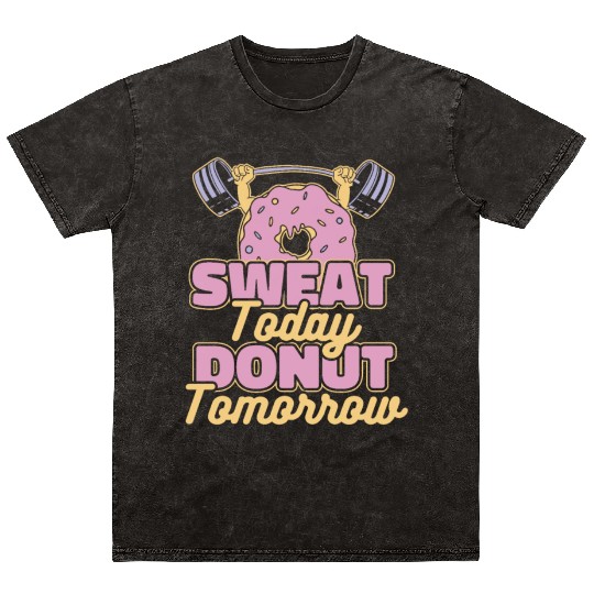 Fitness Donut Funny Donut Gym Mineral Wash T Shirts