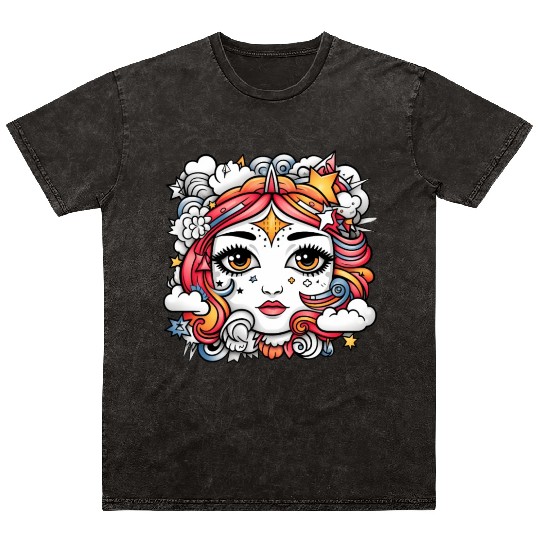 Celestial girl Mineral Wash T Shirts