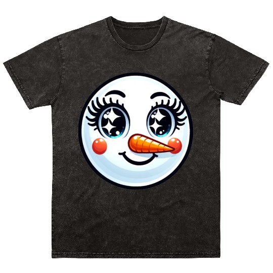 Lady Carrot-Nosed Snowwoman Cute Snowman Christmas Mineral Wash T Shirts