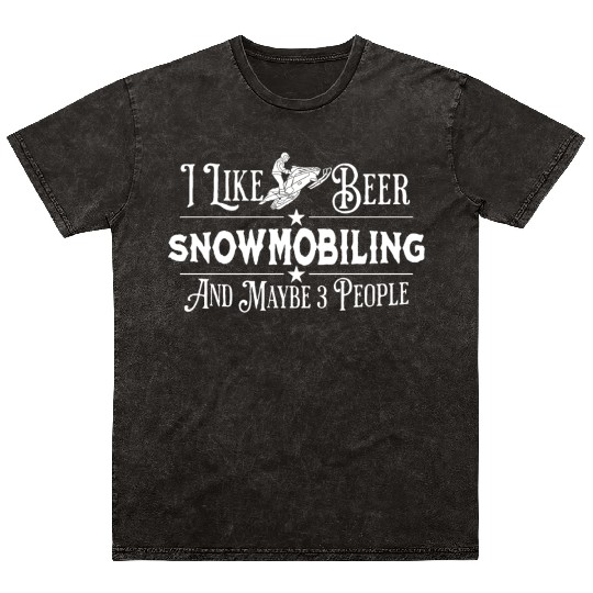 Funny Beer Snowmobiling 3 people Mineral Wash T Shirts Men Women