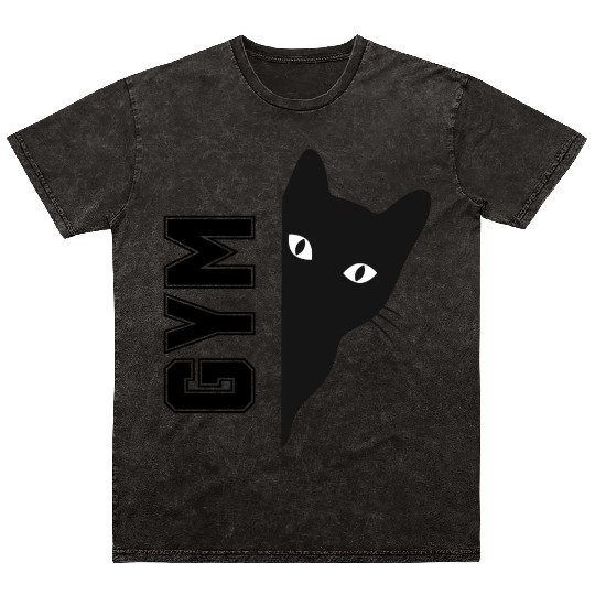 Cat fitness: Cat Lifting Weights in the gym Mineral Wash T Shirts