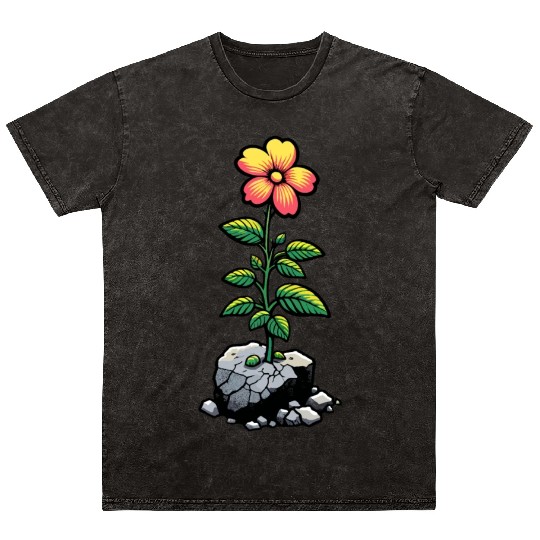 Resilient flower blooming through the cracks Mineral Wash T Shirts