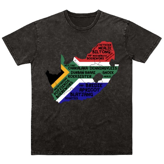 South Africa Flag Food Maps Africans Mineral Wash T Shirts