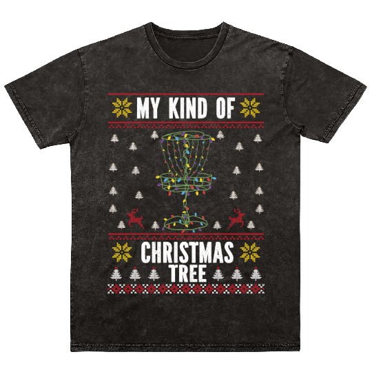 Disc Golf christmas tree ugly sweater Mineral Wash T Shirts