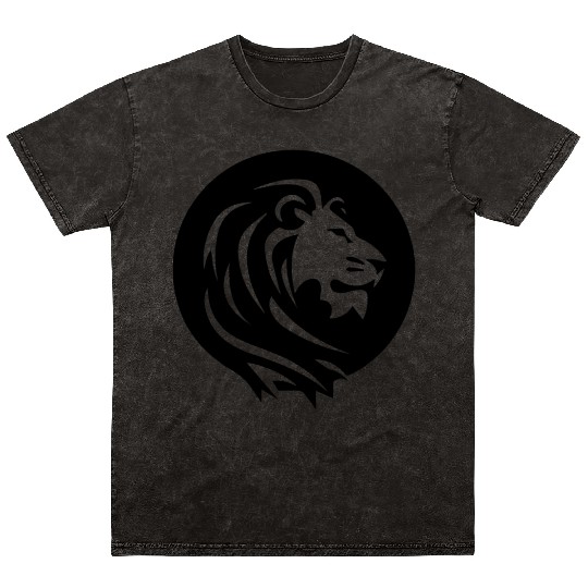 Mighty Lion Head With Mane Tattoo Style Mineral Wash T Shirts