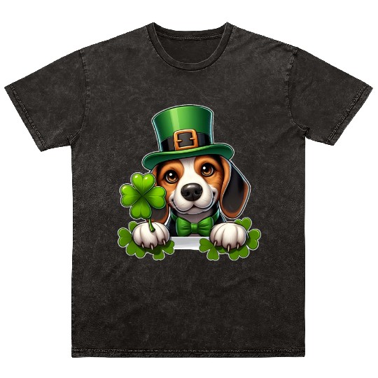 St. Patrick's Day Beagle Mineral Wash T Shirts