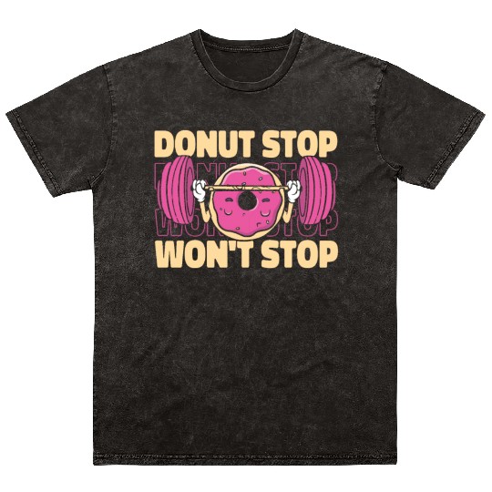 Fitness Donut Funny Donut Gym Mineral Wash T Shirts