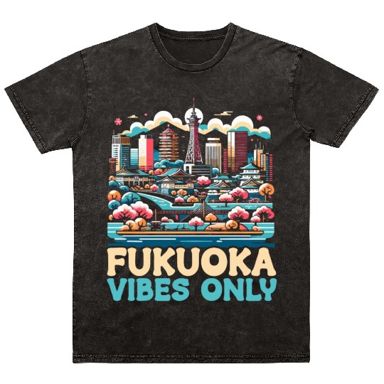 Fukuoka Japan Country Travel Vacation Japanese Mineral Wash T Shirts
