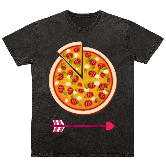 PIZZA is my valentine - Arrow Pointing Left Mineral Wash T Shirts