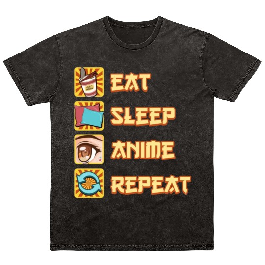 funny eat sleep anime repeat the perfect presents Mineral Wash T Shirts