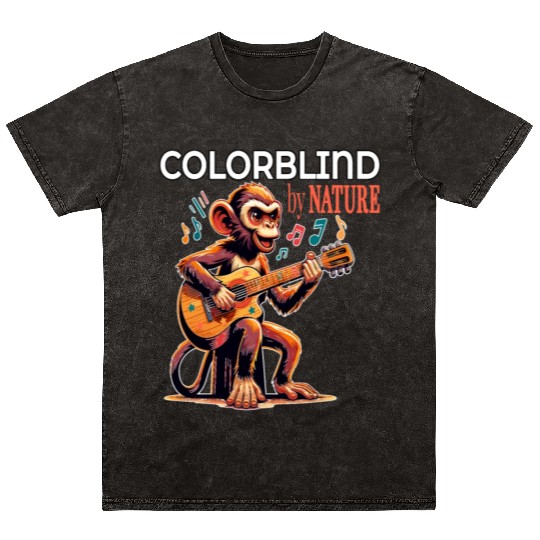 Colorblind by Nature, Melodic Monkey Strums Mineral Wash T Shirts