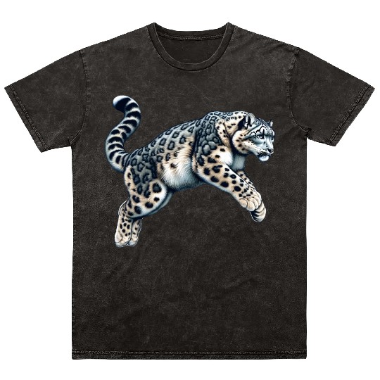 Snow Leopard Leopard White Leopard Mineral Wash T Shirts
