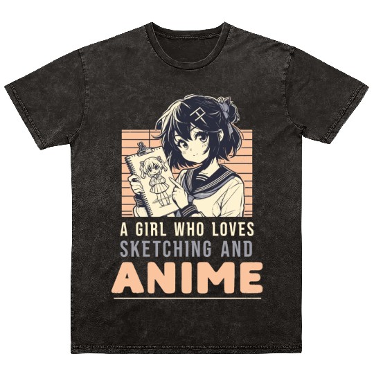 A Girl Who Loves Sketching And Anime Japan Manga Mineral Wash T Shirts