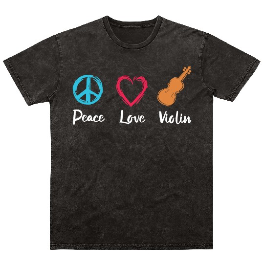 Peace Love Violin Mineral Wash T Shirts