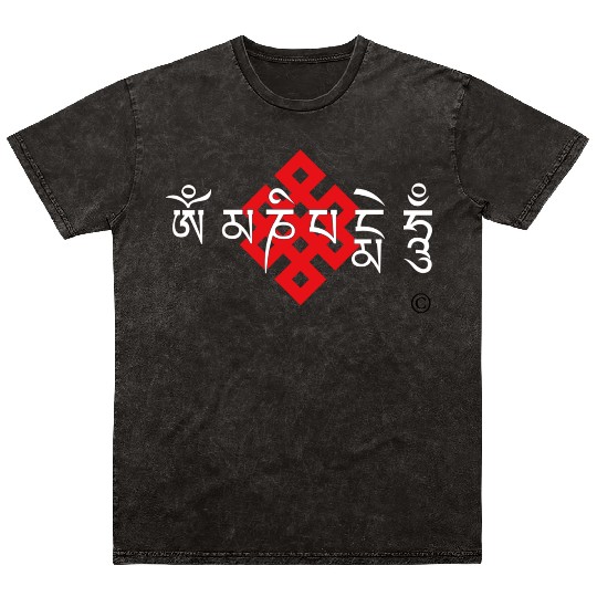 Auspicious knot and six character motto Mineral Wash T Shirts