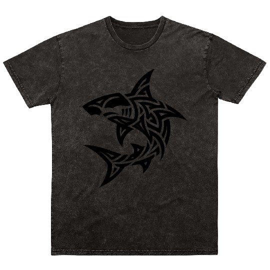 Tribal Hammerhead Shark Style Diver Fan Tattoo Mineral Wash T Shirts