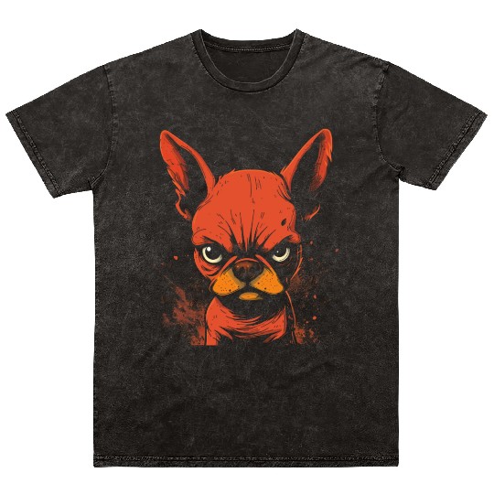 Angry French Bulldog Mineral Wash T Shirts