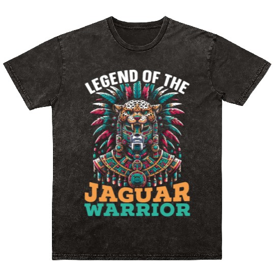 Aztec Jaguar Warrior Aztec Culture Indigenous Mineral Wash T Shirts