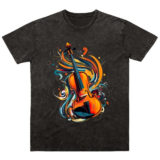 Violinist Violin Music Art Violin Player Mineral Wash T Shirts