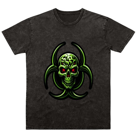Green Biohazard Zombie Alien Mineral Wash T Shirts