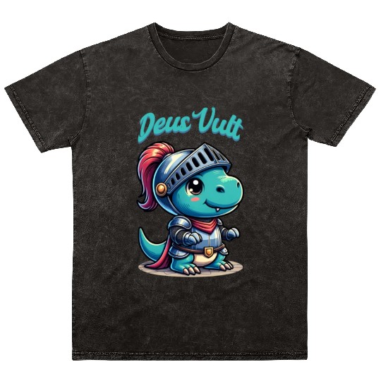 Deus Vult Historical Knight Dragon Mineral Wash T Shirts