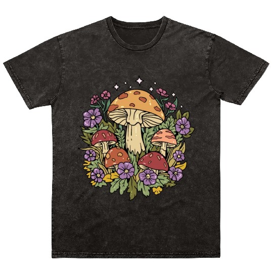 Mushroom Cottagecore Naturecore Mineral Wash T Shirts