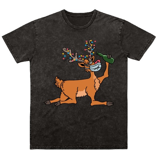 Drunk Reindeer Party-goer Gift Mineral Wash T Shirts