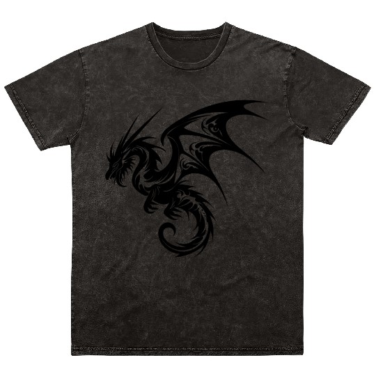 Flying Dragon In Tattoo Style Mineral Wash T Shirts