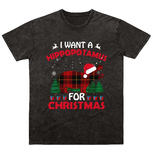 I Want A Hippopotamus For Christmas Mineral Wash T Shirts