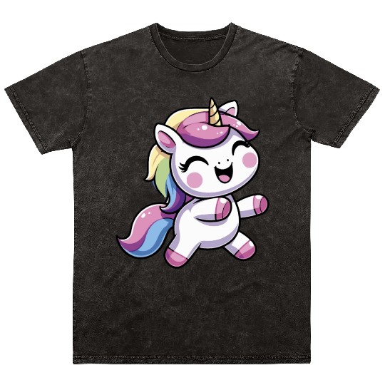 Happy Unicorn dancing Mineral Wash T Shirts