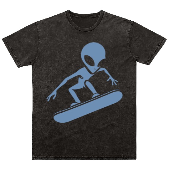 Minimalist Design: Alien Snowboarder Silhouette Mineral Wash T Shirts