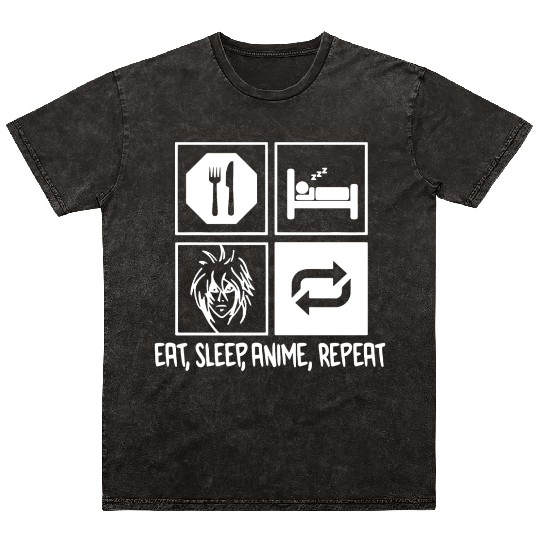 Eat Sleep Anime Repeat Mineral Wash T Shirts
