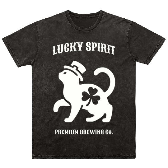 St Patricks Lucky cat Green Mineral Wash T Shirts