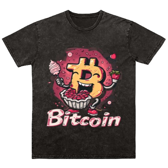 Pi day 3.14 Crypto Bitcoin Math Strawberry Pie Mineral Wash T Shirts