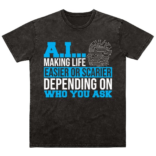 Computer Scientist Data Science Robot AI Prompt Mineral Wash T Shirts