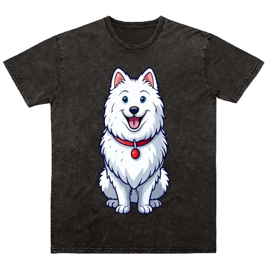 Happy Grinning Samoyed Mineral Wash T Shirts