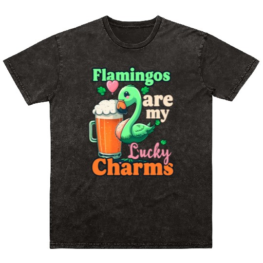 Irish Flamingo St Patricks Flamingos Lucky Charms Mineral Wash T Shirts