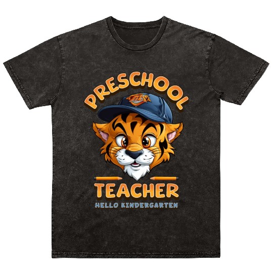 Preschool Teacher Hello Kindergarten Mineral Wash T Shirts