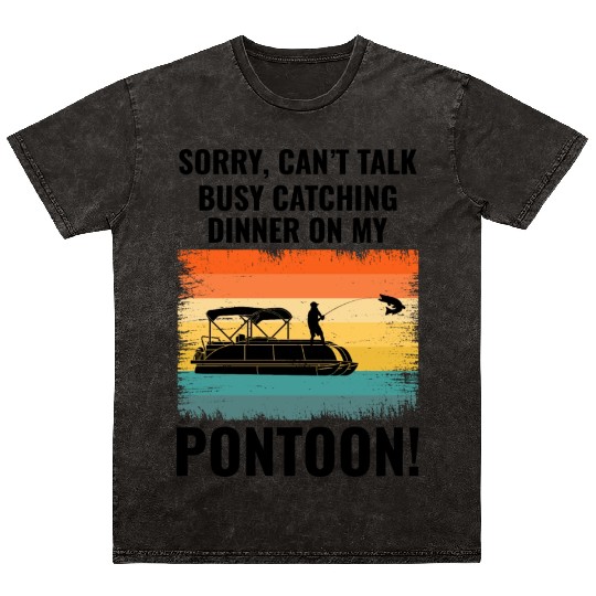 Pontoon Boat Boating Pontooning Fishing Retro Mineral Wash T Shirts