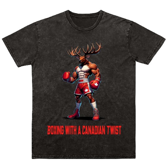 Canada elk box design Mineral Wash T Shirts