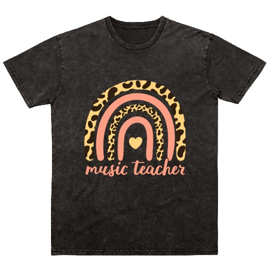 Music Teacher II - Leopard Rainbow Mineral Wash T Shirts