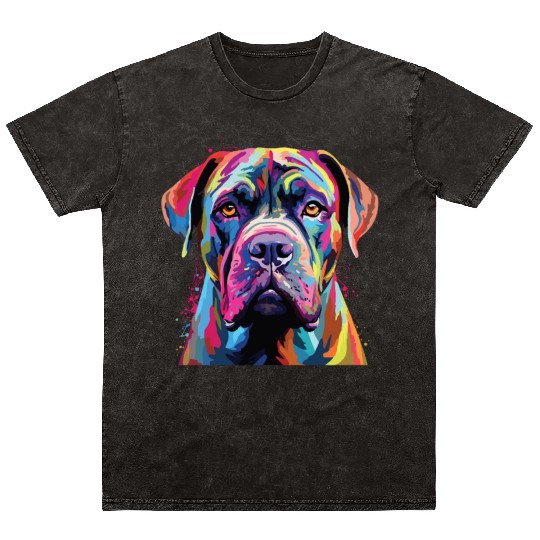 Watercolor Colorful Boerboel Mineral Wash T Shirts