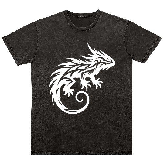 Shaggy Bearded Dragon Tribal Dragon Tattoo Mineral Wash T Shirts