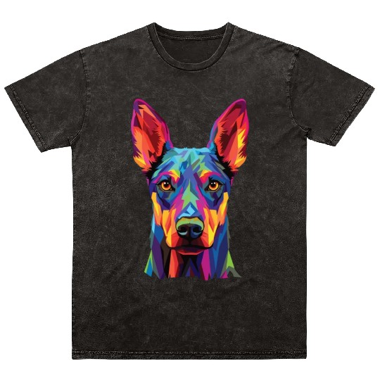 Watercolor Colorful Doberman Pinscher Mineral Wash T Shirts