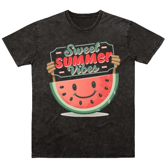 "Summer Joy: Smiling Watermelon" Mineral Wash T Shirts
