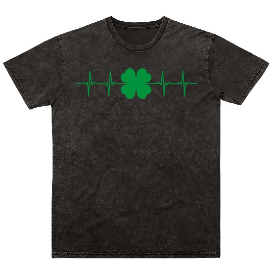 Nurse St Patrick's Day EKG Heart Beat Shamrock 4 Mineral Wash T Shirts
