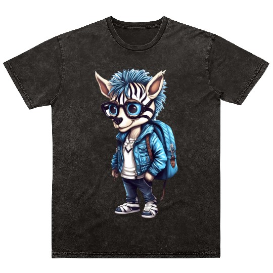 Cute Zebra Cartoon Mineral Wash T Shirts