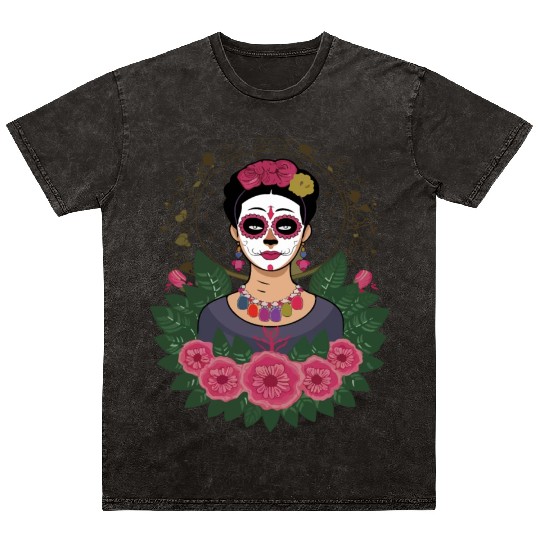 Frida Kahlo Day of the Dead Mineral Wash T Shirts